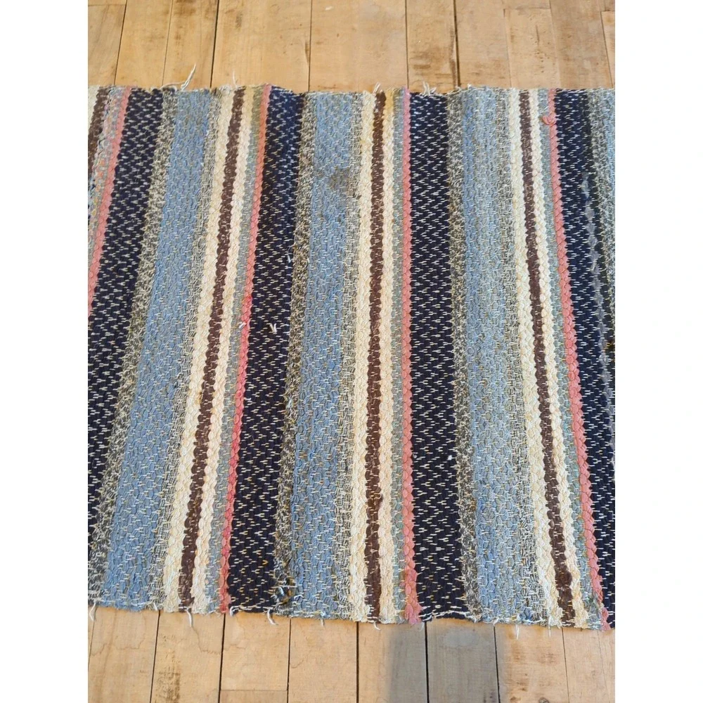 Antique Imported Swedish Hand Made Rag Rug Runner (22.5